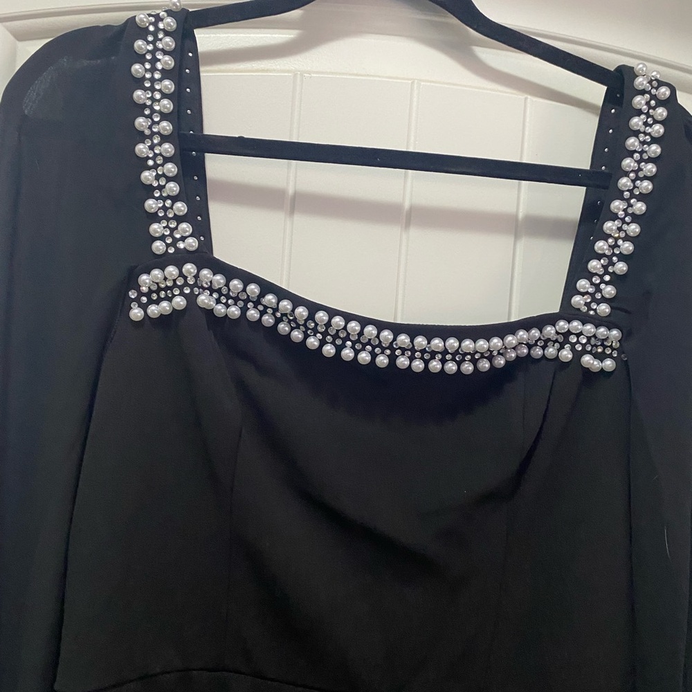 Black Dress with Pearl/rhinestone Embellishments side 8-10-12